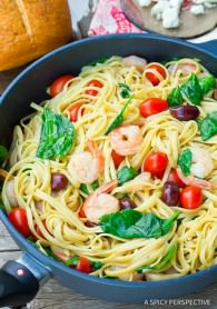 Greek Shrimp Pasta on ASpicyPerspective.com