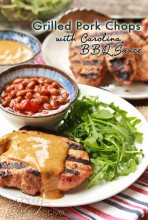 Grilled Pork Chops with Carolina BBQ Sauce ~ ASpicyPerspective.com