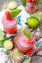 Watermelon Basil Gin Cocktail via ASpicyPerspective.com