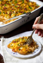 Macaroni and Cheese with Potato Skins on Top | ASpicyPerspective.com