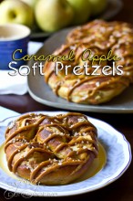 Caramel Apple Soft Pretzels Recipe | ASpicyPerspective.com #SoftPretzels #CaramelApples #FallRecipes