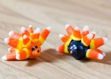 Food Crafts: Gumball Hedgehog Craft | ASpicyPerspective.com #KidFriendly #Halloween #EdibleGifts #Gumballs