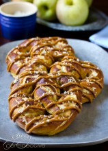 Caramel Apple Soft Pretzel | ASpicyPerspective.com #SoftPretzels #CaramelApples #FallRecipes