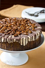 "Turtle" Pumpkin Ice Cream Cake: An Easy and Impressive #Thanksgiving Dessert | ASpicyPerspective.com #holidays #icecream #pumpkin