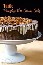 Turtle Pumpkin Ice Cream Cake: An Easy #Thanksgiving Dessert | ASpicyPerspective.com #holidays #icecream #pumpkin