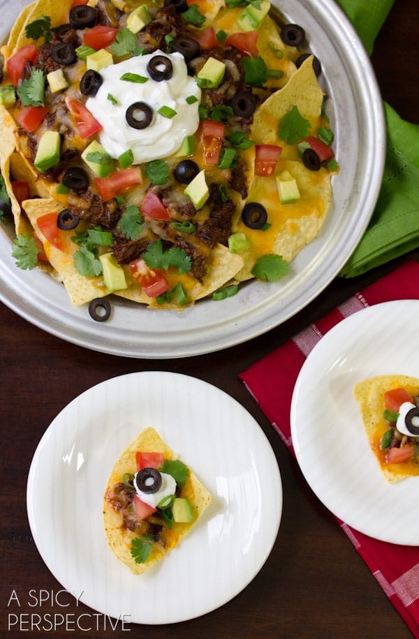 Sweet n Spicy Beef Nachos | A Spicy Perspective #gameday #superbowl #nachos