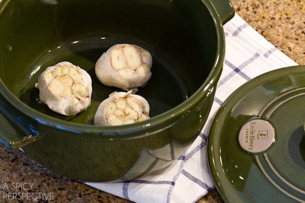 How to Roast Garlic in a Dutch Oven | ASpicyPerspective.com #howto #diy #garlic