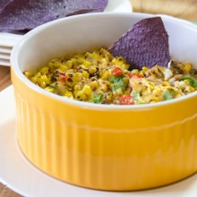 Chunky Fire Roasted Corn Dip | ASpicyPerspective.com #dip #party #florida #corn