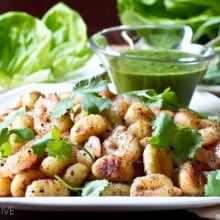 Lettuce Wrap Recipe with Shrimp, Gnocchi and Serrano Mint Dressing #giveaway #DelalloSpring #lettucewraps