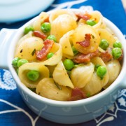 Orecchiette with Rosemary Bacon and Peas