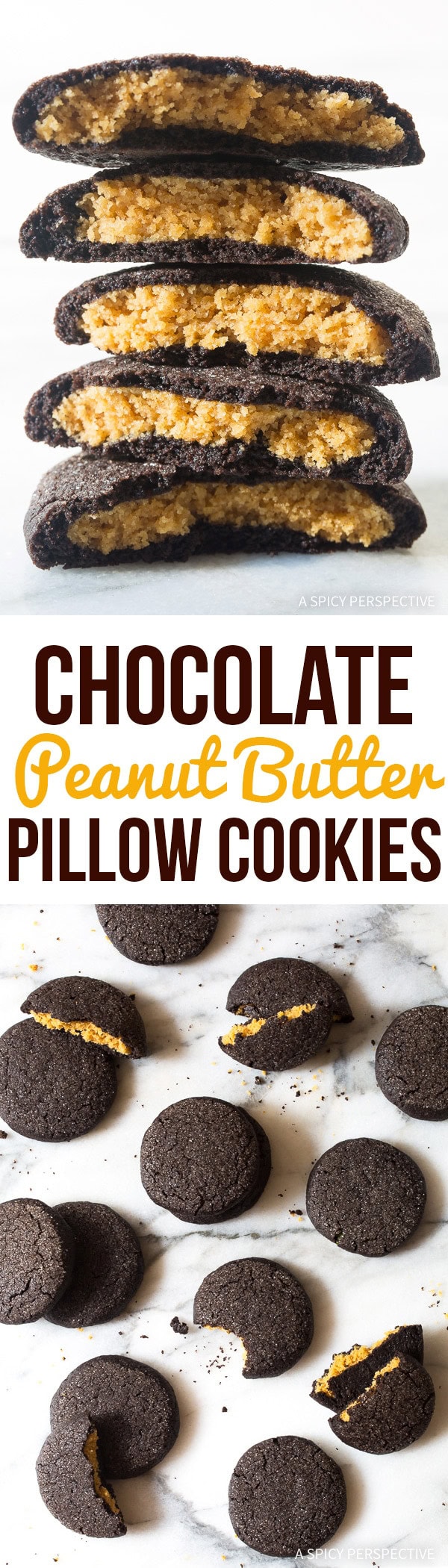 chocolate peanut butter pillow cookies