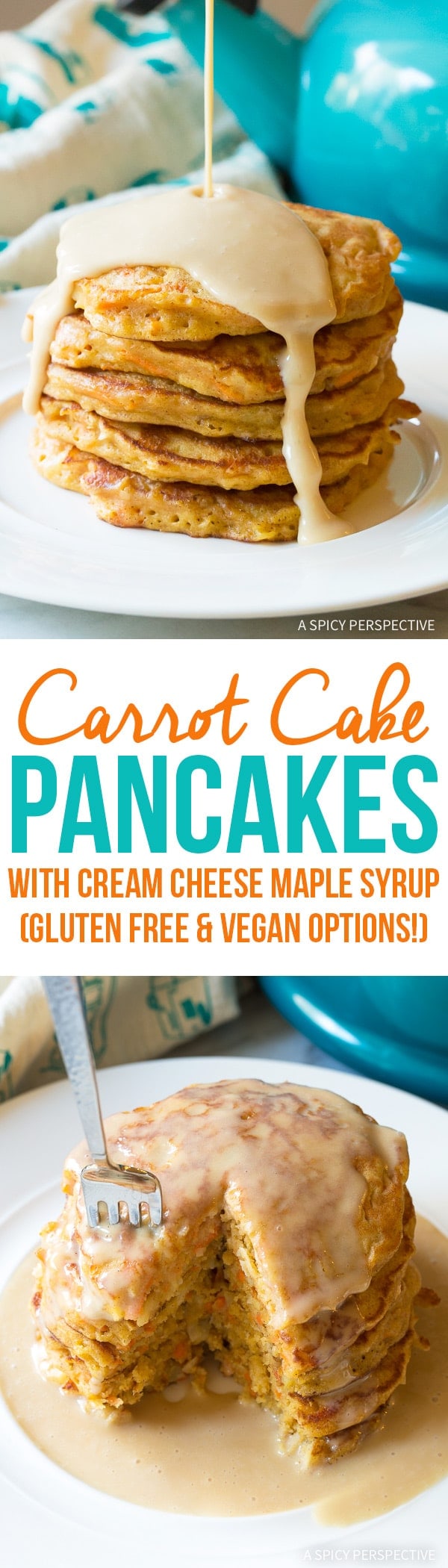 easy carrot cake pancakes with cream cheese maple syrup