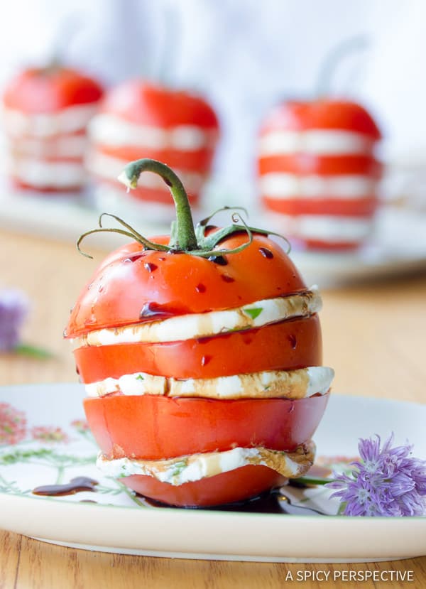 Easy Fresh Stacked Tomato Salad | ASpicyPerspective.com