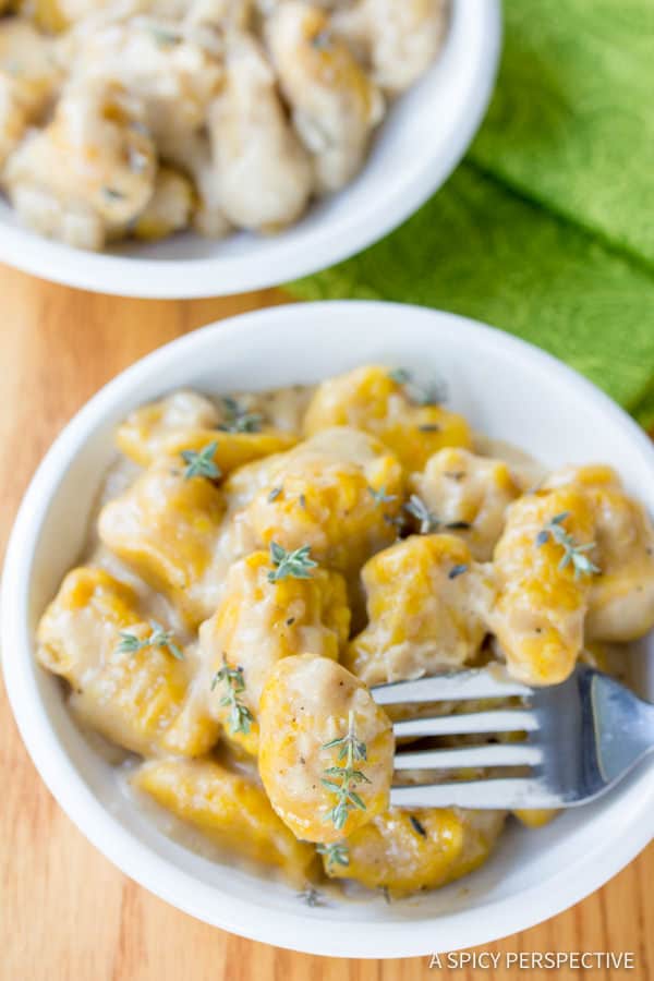 The Best Butternut Squash Gnocchi with Whiskey Cream Sauce | ASpicyPerspective.com