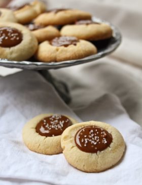 Dulce De Leche Caramel Nutella Thumbprint Cookies