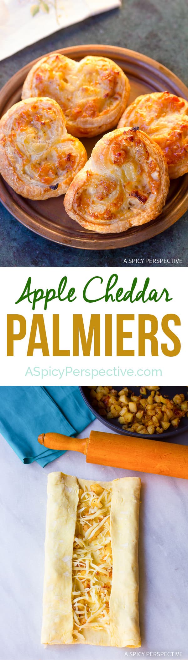 These Easy Apple Cheddar Palmiers on ASpicyPerspective.com are great for holiday parties!