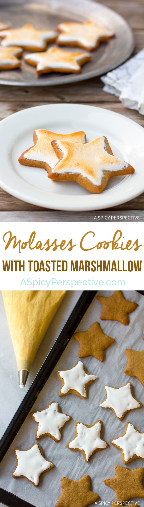 molasses spice cookies with toasted marshmallow