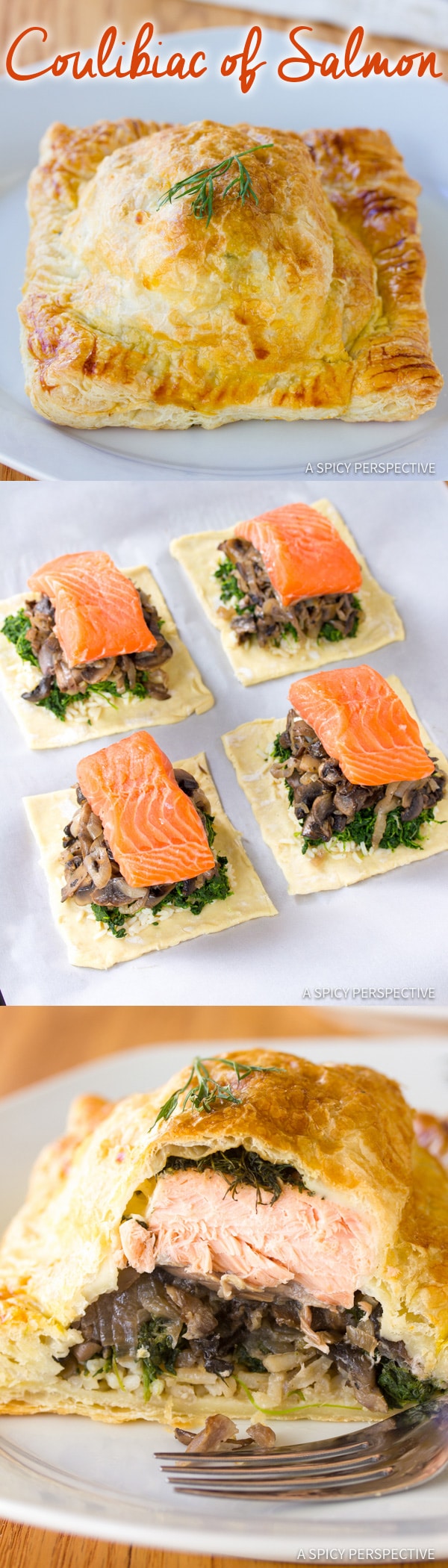 Classic Coulibiac of Salmon Recipe | ASpicyPerspective.com #holiday