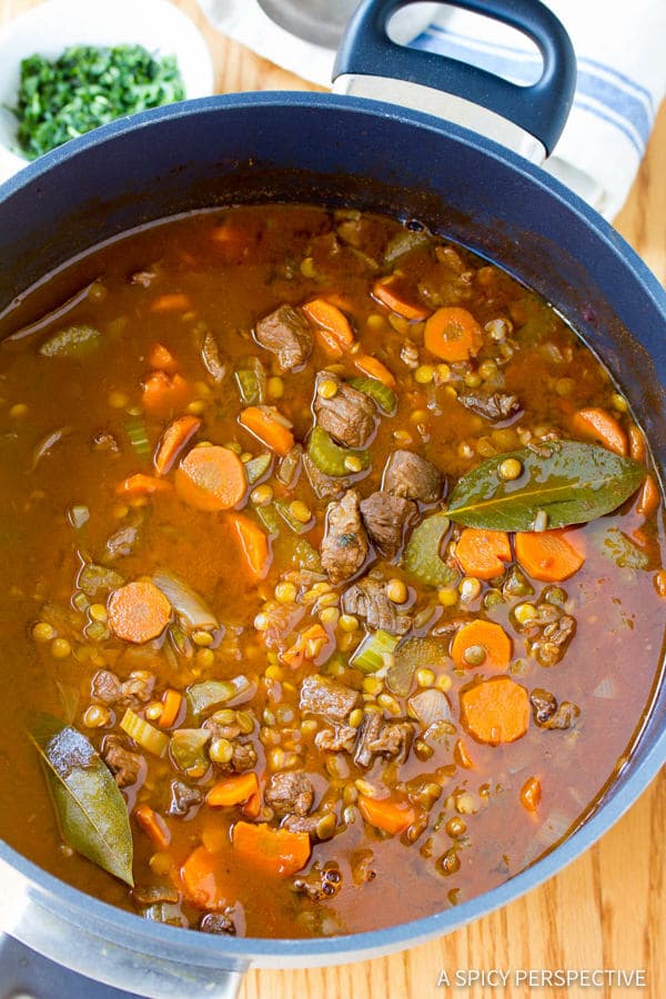 Our Best Beef and Lentil Stew Recipe | ASpicyPerspective.com #healthy