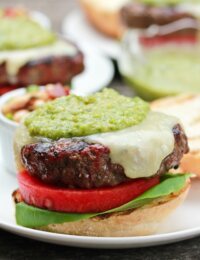 Salsa Verde Burgers with Watermelon and Basil Recipe