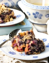 Old Fashioned Blueberry Pudding with Rosewater Sauce