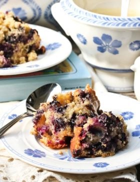 Old Fashioned Blueberry Pudding with Rosewater Sauce