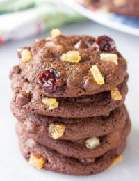 Double Chocolate Cookies with Ginger and Cherries