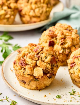 Stuffing Muffins - up close on plate