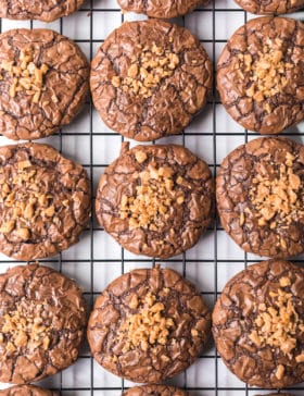 Brownie Cookies with Toffee Bits Recipe #ASpicyPerspective #brownies #cookies #toffee #holiday #cookieexchange