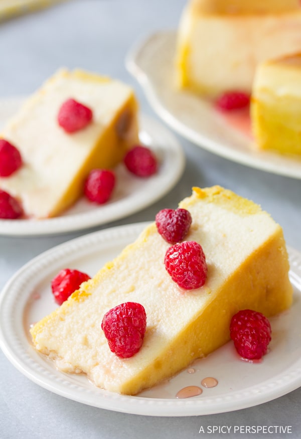 Yogurt Cheesecake with Orange Shortbread Crust and Chambord Honey