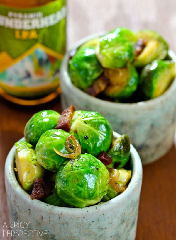 Amazing Brussel Sprouts with Bacon and Beer! #brusselssprouts