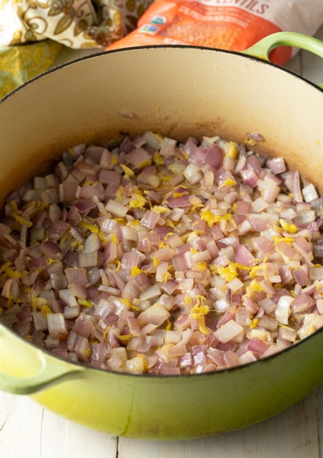 Sauteed onions, garlic and ginger.