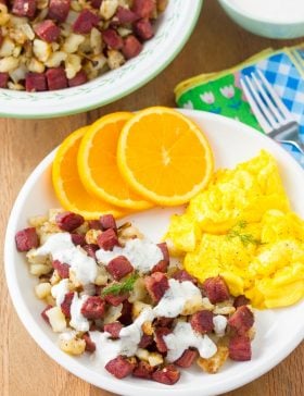 Corned Beef Hash with Creamy Horseradish Sauce Recipe