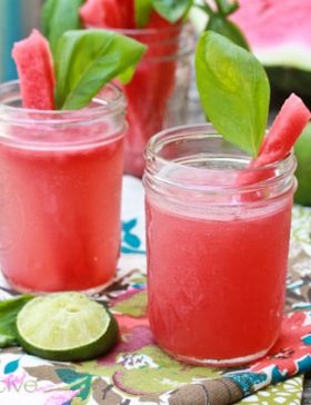 Gin Cocktail ~ Watermelon Basil Bramble via ASpicyPerspective.com