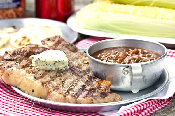Porterhouse Steaks with Compound Butter | ASpicyPerspective.com