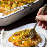 Macaroni and Cheese with Potato Skins on Top | ASpicyPerspective.com