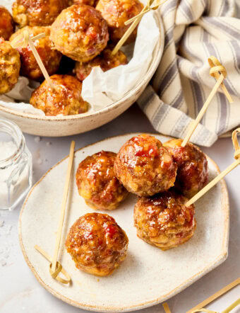 Gluten Free Meatballs with Apple Glaze on plate