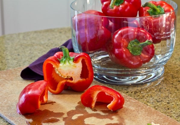 Roast Red Peppers | ASpicyPerspective.com #howto #diy #redpeppers