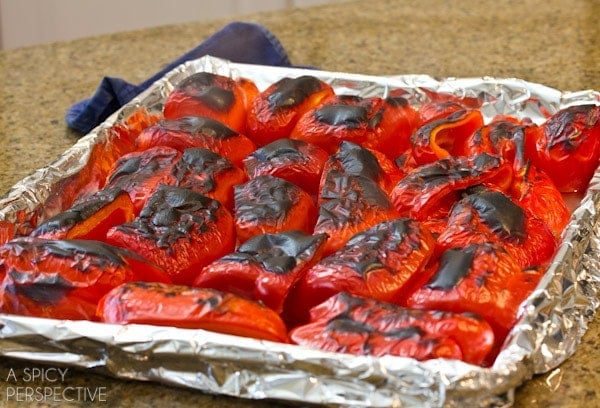 Oven Roasting Peppers | ASpicyPerspective.com #howto #diy #redpeppers