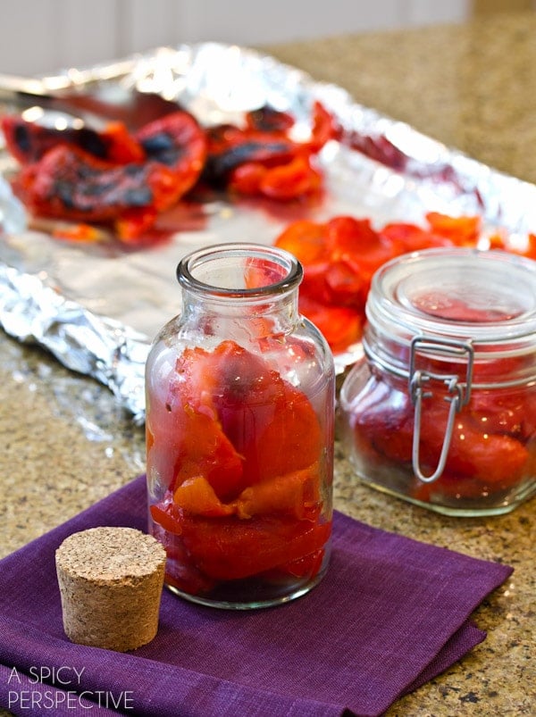 How to Roast Red Peppers | ASpicyPerspective.com #howto #diy #redpeppers