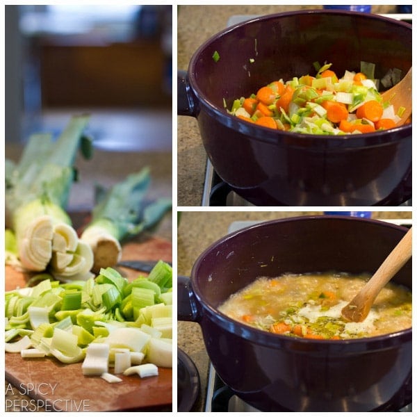 Easy Carrot Soup Recipe with Leeks and Sauvignon Blanc | ASpicyPerspective.com #soup #spring #easter
