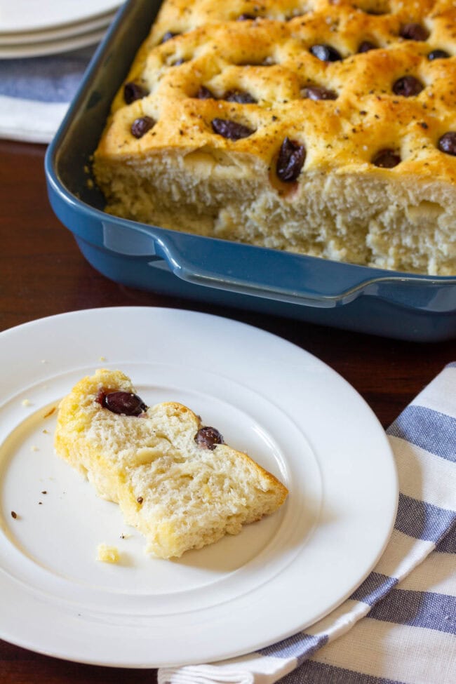 Easy Focaccia Bread with Roasted Garlic and Olives