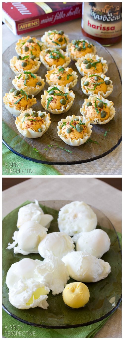 Middle Eastern Deviled Egg Recipe in Fillo Baskets! #spring #deviledeggs