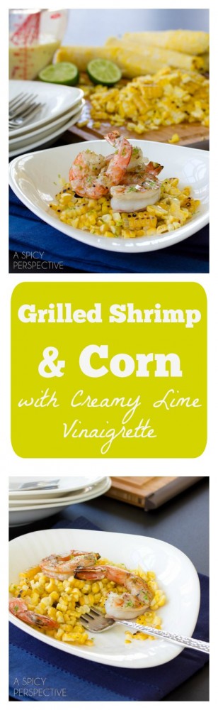grilled shrimp and corn with creamy lime vinaigrette