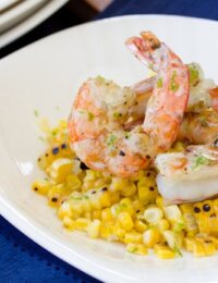 Easy Grilled Shrimp and Corn with Creamy Lime Vinaigrette | ASpicyperspective.com #corn #shrimp #healthyrecipe #lime