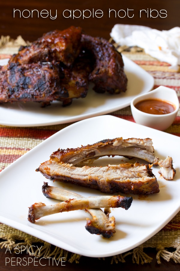 Babyback Ribs Recipe with Honey Apple Buffalo Sauce | ASpicyPerspective.com #ribs #grilling #summer #mussapplebutter