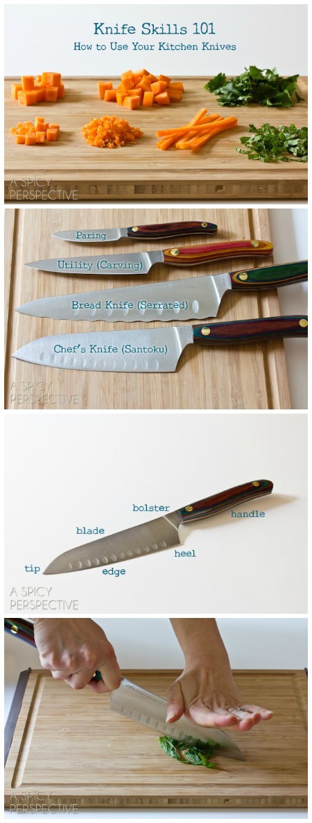 Easy Knife Skills for Any Cook on ASpicyPerspective.com #howto #knives #cooking