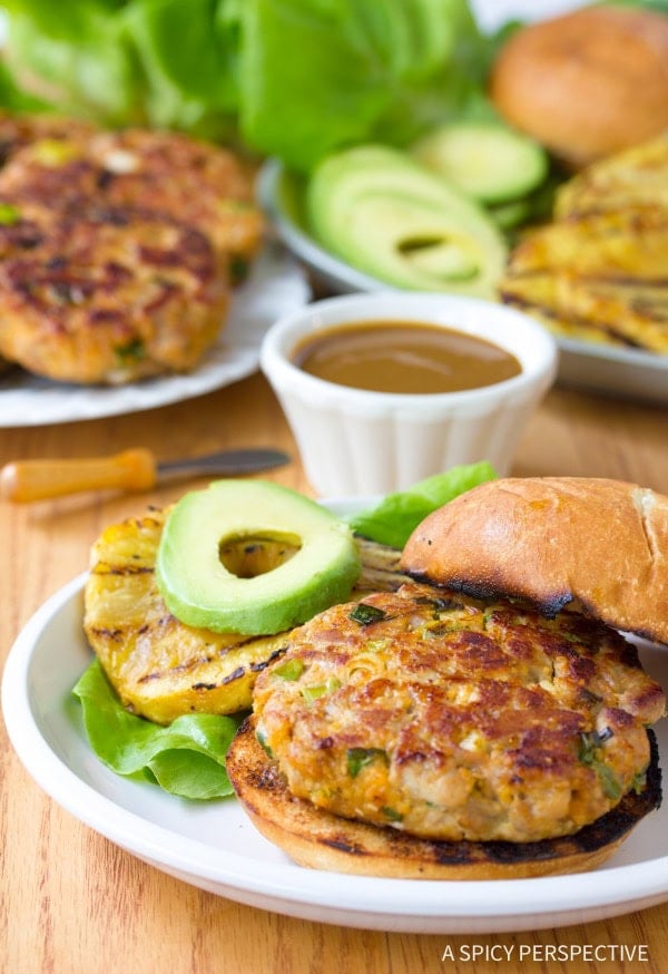 Ahi Tuna Burgers with Grilled Pineapple