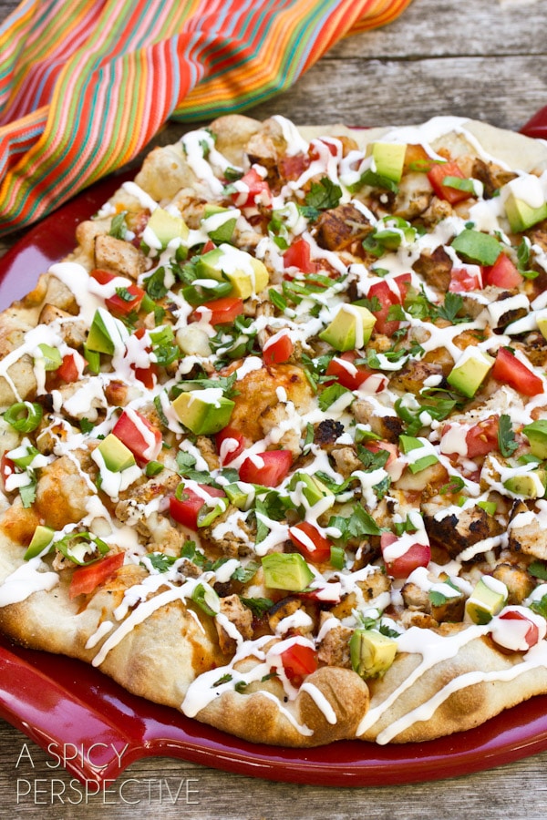 Grilled Chicken Tex Mex Pizza | ASpicyPerspective.com #pizza #grilling #summer #recipe