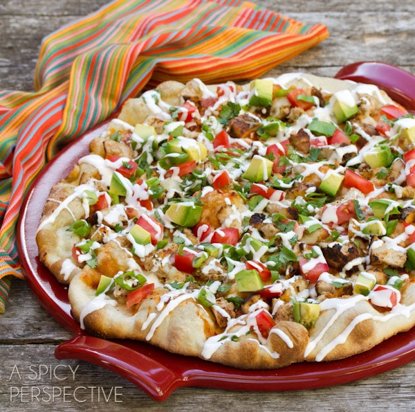 Grilled Chicken Mexican Pizza | ASpicyPerspective.com #pizza #grilling #summer #recipe